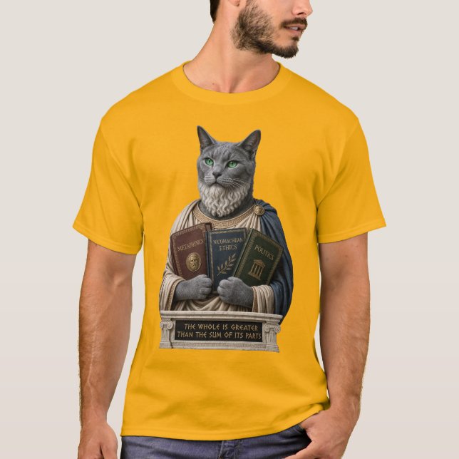 Camiseta Gato Aristóteles Azul Russo (Frente)
