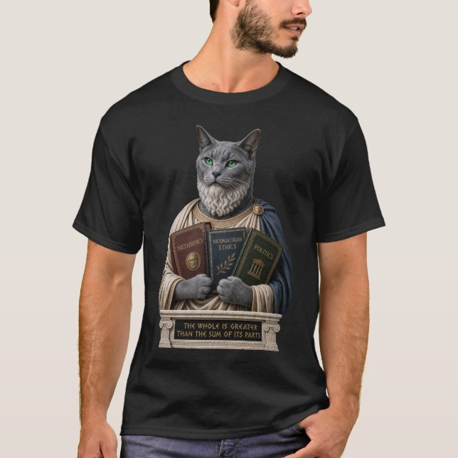 Camiseta Gato Aristóteles Azul Russo (Frente)