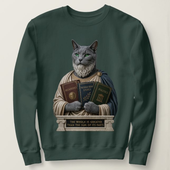 Camiseta Gato Aristóteles Azul Russo (Frente do Design)