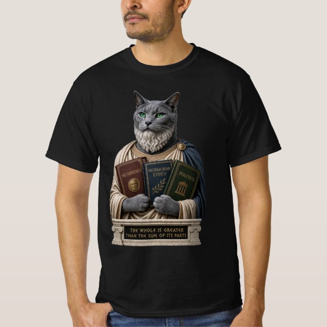 Camiseta Gato Aristóteles Azul Russo (Frente)