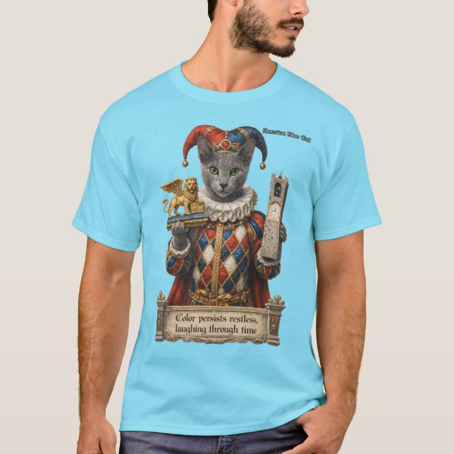 Camiseta Gato Arlequim Azul Russo (Frente)