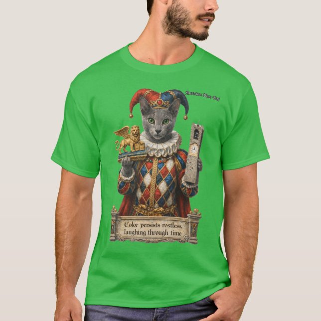 Camiseta Gato Arlequim Azul Russo (Frente)