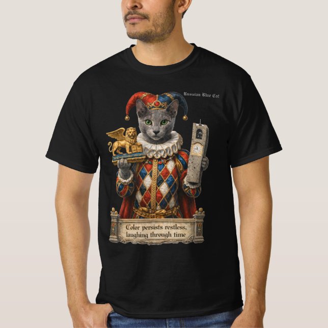 Camiseta Gato Arlequim Azul Russo (Frente)