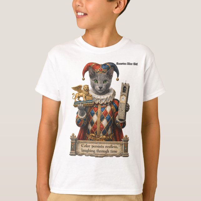 Camiseta Gato Arlequim Azul Russo (Frente)