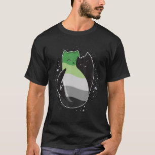 Camiseta Gato Aromântico LGBT Orgulho Aro Asexual Sinalizad