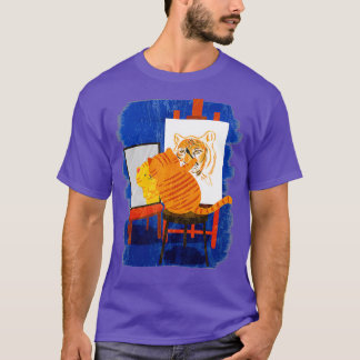 Camiseta Gato Artístico Bonito Pintura De Gato