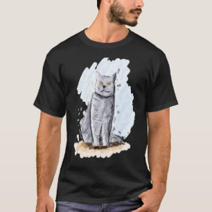 Camiseta Gato Artístico Desenho Desenho Desenho de um Bairr