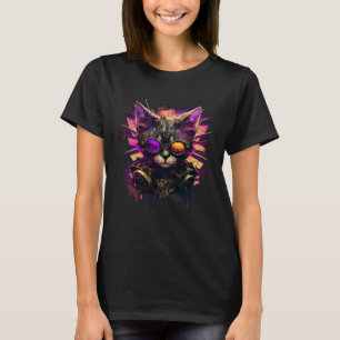 Camiseta Gato Artístico e Hipster Gato Colorido Legal com Ó