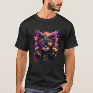 Camiseta Gato Artístico e Hipster Gato Colorido Legal com Ó