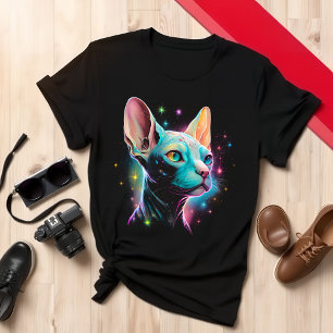 Camiseta Gato Artístico, Teto Colorido, Gato Lover