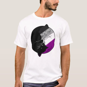 Camiseta Gato Asexual do Orgulho Ace LGBT Gay Yin Yang