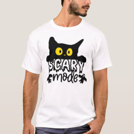 Camiseta Gato Assustado do Modo Assustador do Halloween