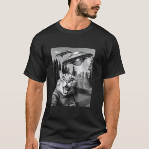 Camiseta Gato Assustado Selfie Com OVNIs - Gato Amante do G