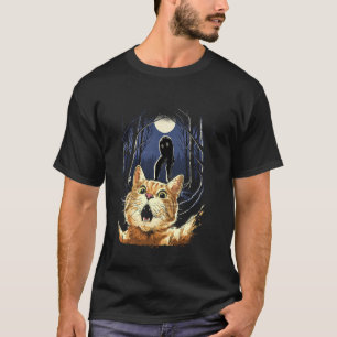 Camiseta Gato Assustado Selfie Gato Com Criptídeo Monstro D