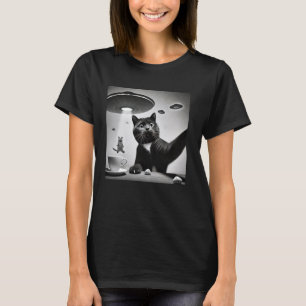 Camiseta Gato Assustado Selfie Ufo Engraçado Selfie Gato En