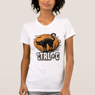 Camiseta Gato Assustador CTRL C Design de Vetor de Hallowee