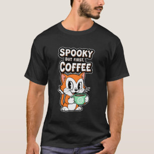 Camiseta Gato Assustador mas Primeiro Café