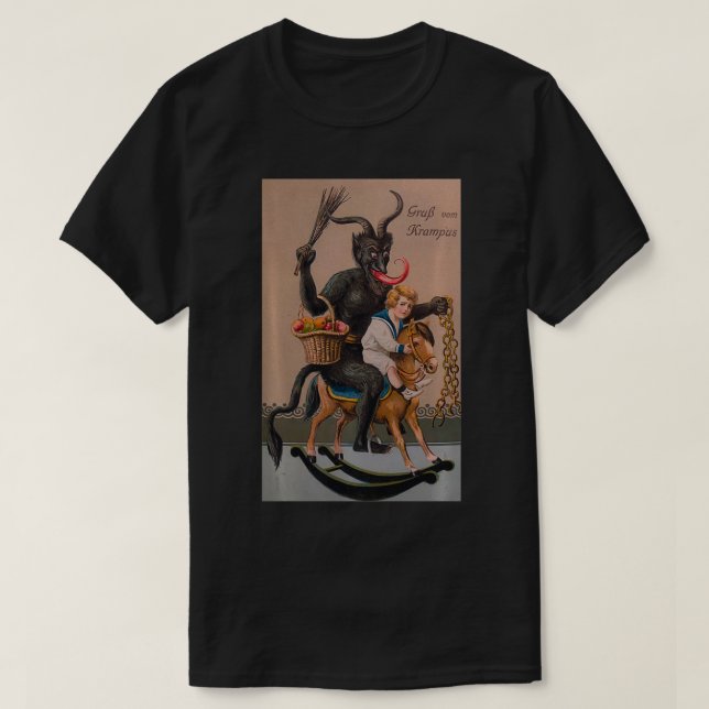Camiseta Gato Assustador Vom Krampus Demon Natal Demon Kra (Frente do Design)