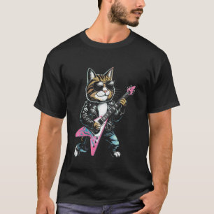 Camiseta Gato Astro de Rock Tocando Guitarra Design