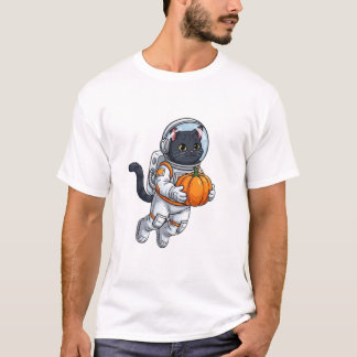 Camiseta Gato Astronauta com Abóbora