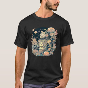 Camiseta Gato Astronauta Criativo Abstrato com um Toque de