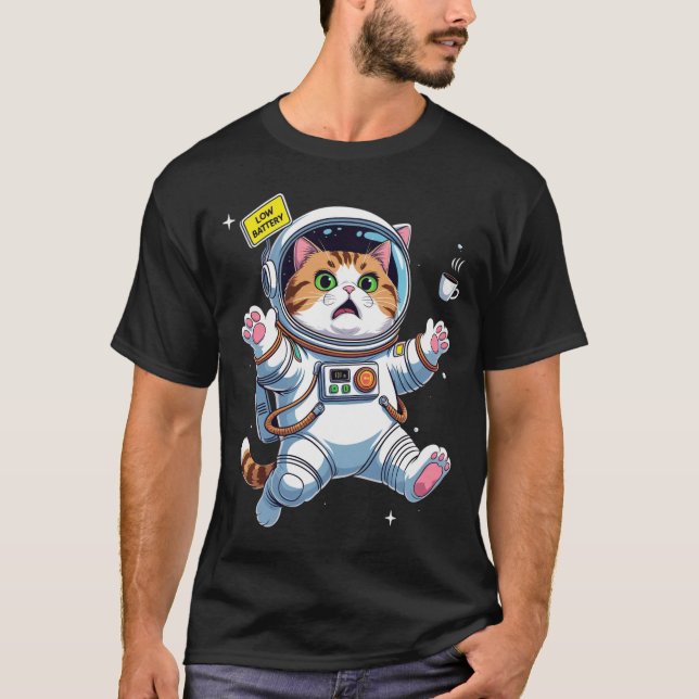 Camiseta Gato Astronauta em Problemas (Frente)