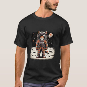 Camiseta Gato Astronauta Engraçado Gato Espacial na Lua Gat