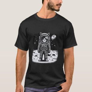 Camiseta Gato Astronauta Engraçado Gato Espacial na Lua Gat