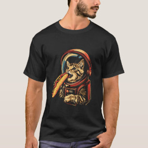 Camiseta Gato Astronauta Espacial Comendo Cachorro Quente G