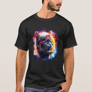 Camiseta Gato Astronauta Espacial Engraçado Galáxia Espaço 