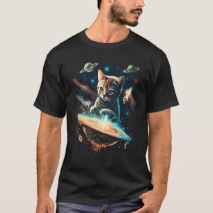 Camiseta Gato Astronauta Espaço Ufo Planetas Galáxia Kitty