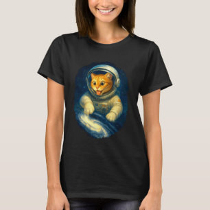 Camiseta Gato Astronauta Fofo no Espaço com Via Láctea