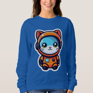 Camiseta Gato Astronauta Laranja Fofo Kawaii Gatinho Espaci