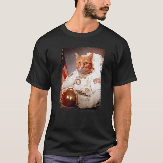 Camiseta Gato Astronauta Lua Missão Espacial Animal Astrona (Frente)
