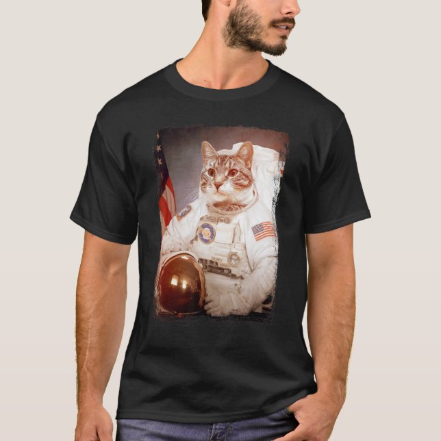 Camiseta Gato Astronauta Lua Missão Espacial Animal Astrona (Frente)