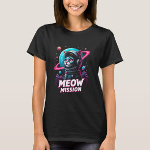 Camiseta Gato Astronauta Missão Meow Kit Espacial Gatinho G