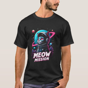 Camiseta Gato Astronauta Missão Meow Kitten Espacial Gráfic