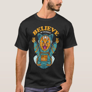 Camiseta Gato Astronauta Motivacional Fofo Acredite Em Si