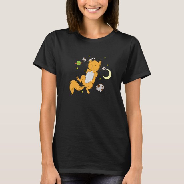 Camiseta Gato Astronauta no Espaço (Frente)
