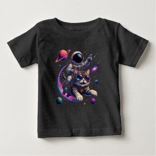 Camiseta Gato astronauta passeando pelo espaço