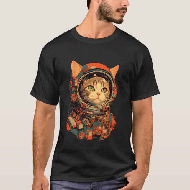 Camiseta Gato Astronauta Retro (Frente)