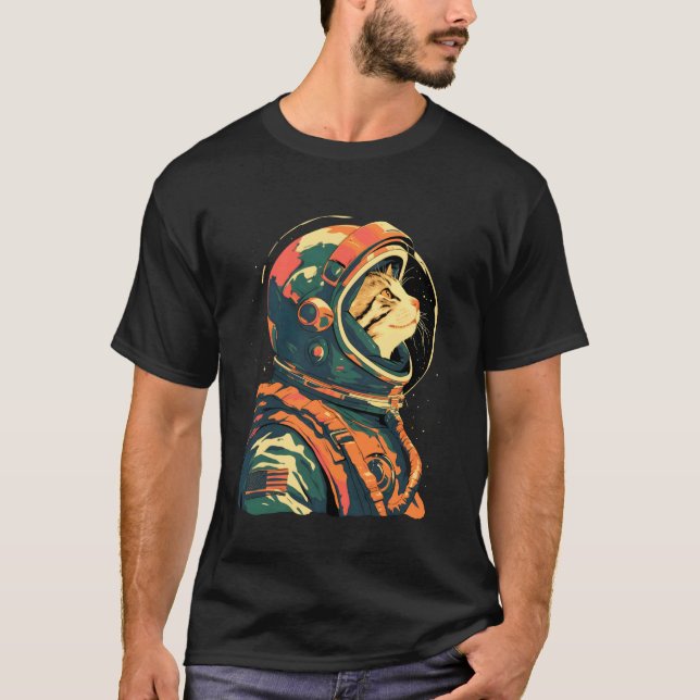 Camiseta Gato Astronauta Retro 1 (Frente)