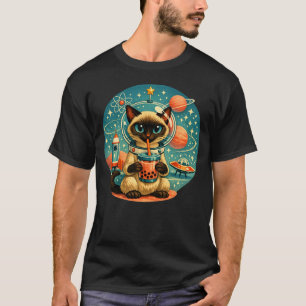 Camiseta Gato Astronauta Siamesa Idade Atômica Espaço Exter