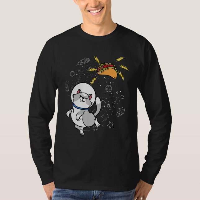 Camiseta Gato Astronauta Space Galaxy Taco Comida mexicana (Frente)