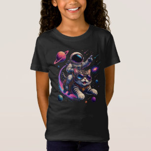 Camiseta Gato astronauta viajando pelo espaço