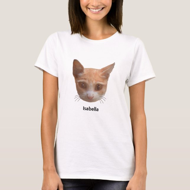 Camiseta Gato Atabacado Laranja & Caligrafia (Frente)
