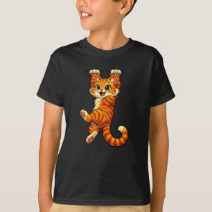 Camiseta Gato Atigrado Laranja Divertido para Crianças