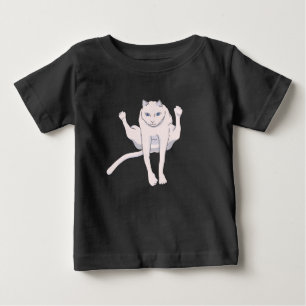Camiseta Gato atleta branco pulando a bordo