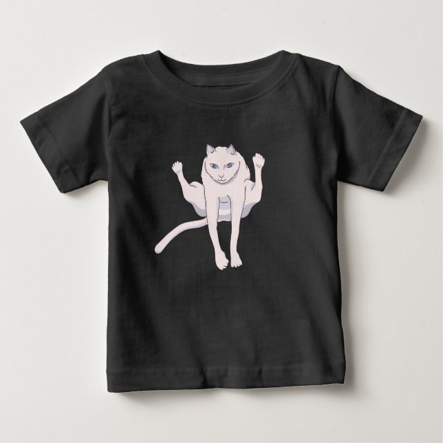 Camiseta Gato atleta branco pulando a bordo (Frente)