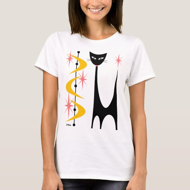 Camiseta Gato Atômico de meio século com Bumerangue Amarelo (Frente)